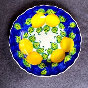 Lemon and Vibrant Blue Platter From Skyros Portugal by Bernarda MAKE AN OFFER 😎
